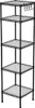 A black metal shelving unit with five shelves, shown against a white background. Náhled obrázku produktu