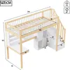 MODFU Hochbett Kinderbett 90x200 mit LED,Multifunktional Produktbild-Vorschau 7