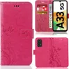 Collage of a pink phone case for a Samsung Galaxy A33 5G, showing different views and features. Produktbild-Vorschau