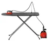 A red steam generator iron and ironing board set against a white background. Produktbild-Vorschau