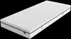 A white mattress with a dark blue trim is shown against a black background. Produktbild-Vorschau