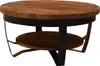 DESIGN Couchtisch Mangoholz Mango Holz Metall Mark rund Produktbild-Vorschau 3