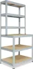 A metal shelving unit with wooden shelves, shown against a white background. Produktbild-Vorschau