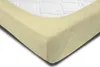 A close-up view of a beige fitted sheet on a mattress. Produktbild-Vorschau