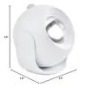 A white LED lamp with a motion sensor, showing its dimensions. Produktbild-Vorschau