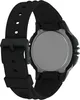 The back of a black digital watch with a black strap. Produktbild-Vorschau