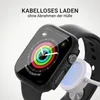 A smartwatch is shown being wirelessly charged. Produktbild-Vorschau
