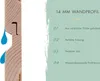 A close-up of a wooden profile with water droplets, next to text describing its features. Produktbild-Vorschau