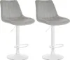 2er Set Barhocker Toni Samt weiß grau Produktbild-Vorschau 1