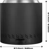 A black cylindrical outdoor fire pit with a silver top rim, shown from the side with dimensions indicated. Produktbild-Vorschau