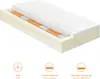 A cutaway view of a mattress showing its internal layers and three informational icons below. Produktbild-Vorschau