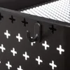 A close-up shot of a black metal storage unit with a hook attached to the side. Podgląd zdjęcia produktu