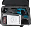 A reciprocating saw kit is neatly arranged in its case, with the saw, battery, blades, and manual visible. Produktbild-Vorschau
