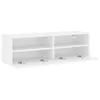 A white wall-mounted cabinet with two shelves and four doors. Podgląd zdjęcia produktu