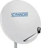 A white satellite dish with the brand name 'SCHWAIGER' printed on it, mounted on a pole. Produktbild-Vorschau