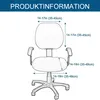 A diagram of an office chair with measurements indicating the size of chair covers. Produktbild-Vorschau