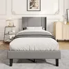 UnboxG Polsterbett 90x200 cm Grau aus Leinenstoff, Produktbild-Vorschau 4