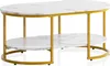 WOHNLING Couchtisch 100x60x45 cm Weiß mit Marmor Optik Produktbild-Vorschau 1