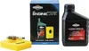 A Briggs & Stratton service kit for 450E and 500E engines, including a spark plug, air filter, and engine oil, displayed on a white background. Podgląd zdjęcia produktu