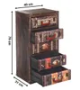 A tall, narrow chest of drawers designed to look like stacked vintage suitcases. Podgląd zdjęcia produktu