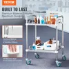 A laboratory cart with various bottles and containers on it, set against a blurred laboratory background. Podgląd zdjęcia produktu