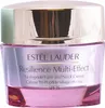 A close-up studio shot of an Estee Lauder Resilience Multi-Effect Tri-Peptide Face and Neck Creme jar. Produktbild-Vorschau