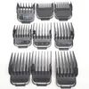 A collection of black hair clipper guards arranged in rows on a white background. Podgląd zdjęcia produktu