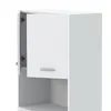 A close-up view of a white cabinet with an open door, showing hinges and a handle. Produktbild-Vorschau