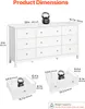 Product dimensions and weight capacity for a white dresser with 9 drawers. Náhled obrázku produktu