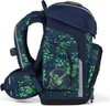 A side view of a blue and green patterned backpack with a dragon motif. Produktbild-Vorschau