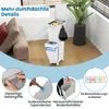 A multi-compartment trash can is shown in a room setting, with close-up insets highlighting its features. Voir les images du produit