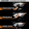 An instructional image showing three steps to restore headlights. Anteprima dell’immagine prodotto