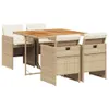 5-tlg. Garten-Essgruppe mit Kissen Beige Poly Rattan Produktbild-Vorschau 1