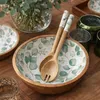Große Salatschüssel, 4 Holzschälchen & Besteck im Produktbild-Vorschau 3