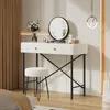 Coiffeuse Flieks avec tabouret rembourré, coiffeuse aspect Voir les images du produit 1
