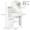 Coiffeuse Vicco Lisca Blanc 80cm avec miroir LED, Model Voir les images du produit 7