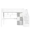 A white loft bed with a desk and shelves underneath, shown against a white background. Anteprima dell’immagine prodotto