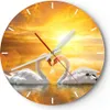 Wanduhr - Rund - Glasuhr - Schwan Wasser Paar - 40x40cm - Produktbild-Vorschau 1