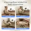 A collage of four images showing a beige ergonomic office chair in different reclining positions, with text overlays indicating the modes and angles. Náhled obrázku produktu