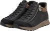 A pair of black mid-top sneakers with leopard print accents and a side zipper. Náhľad obrázku produktu