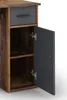 A close-up view of a cabinet with an open door, showing shelves and a drawer. Produktbild-Vorschau