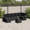 8-tlg. Garten-Sofagarnitur mit Kissen Schwarz Poly Rattan Produktbild-Vorschau 1