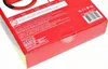 Close-up of the corner of a red product box with text and a barcode. Podgląd zdjęcia produktu