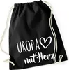 Huuraa Turnbeutel Uropa mit Herz 12 Liter Black Baumwolle Produktbild-Vorschau 1