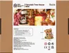 The image shows the packaging of a DIY miniature house kit, specifically a 'Fairytale Tree House'. It includes a picture of the assembled product, product details, and safety notices. Podgląd zdjęcia produktu