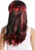 WIG ME UP Perücke Schwarz rote Strähnen Pony Produktbild-Vorschau 3