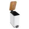 A white pedal bin with a wooden lid is shown against a white background. Náhled obrázku produktu