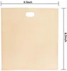 A light beige square object with a cut-out handle at the top, with dimensions indicated by text. Produktbild-Vorschau