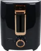 A close-up studio shot of a black toaster with gold accents. Produktbild-Vorschau