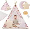 Mamabrum Kinder Tipi Zelt Rosa mit Matte, Kissen & LED – Produktbild-Vorschau 1